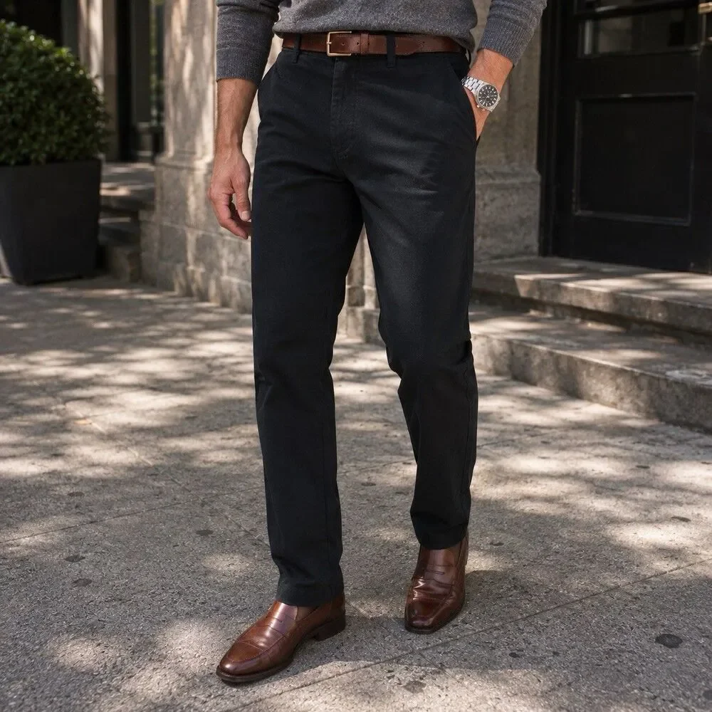 J Crew Pants Mens 31x30 Black Cotton Classic Chino Straight Casual Preppy BE611